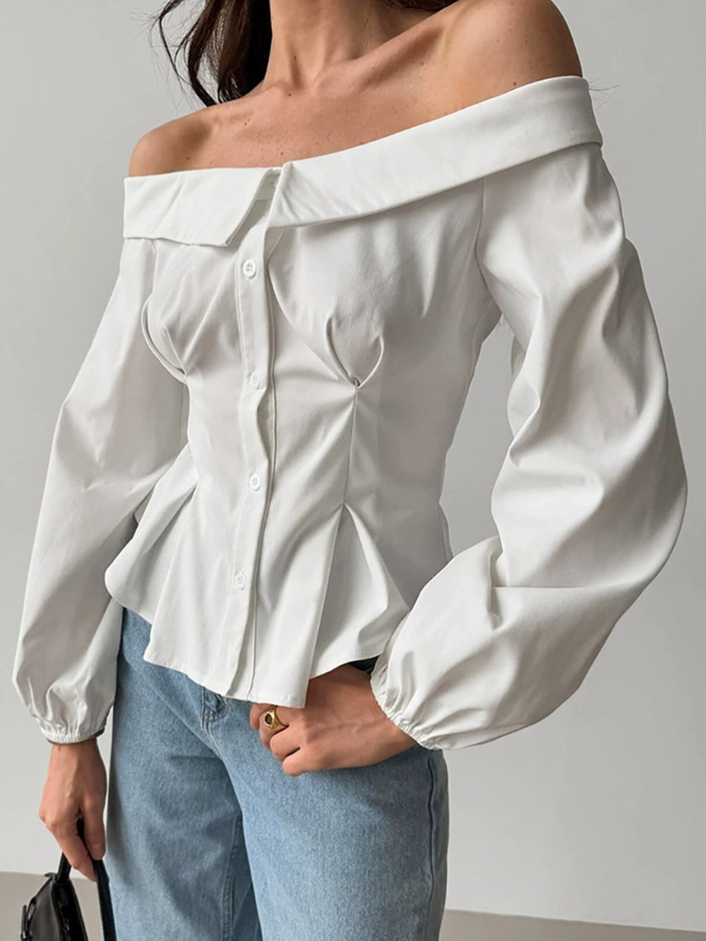 Zara Lazy Off Shoulder Blouse Russian Top